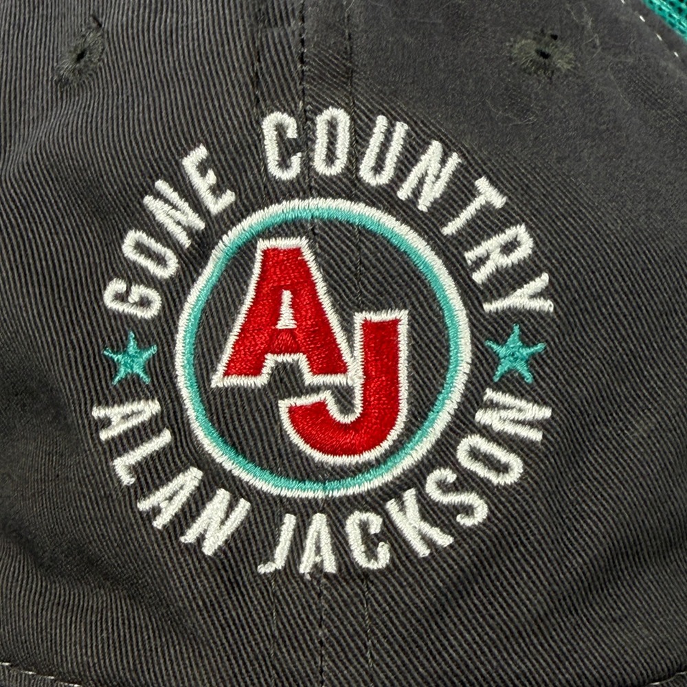 Alan Jackson Signed Gone Country Trucker Hat Grey Teal Outdoor Cap Tour Hat - Picture 3 of 9
